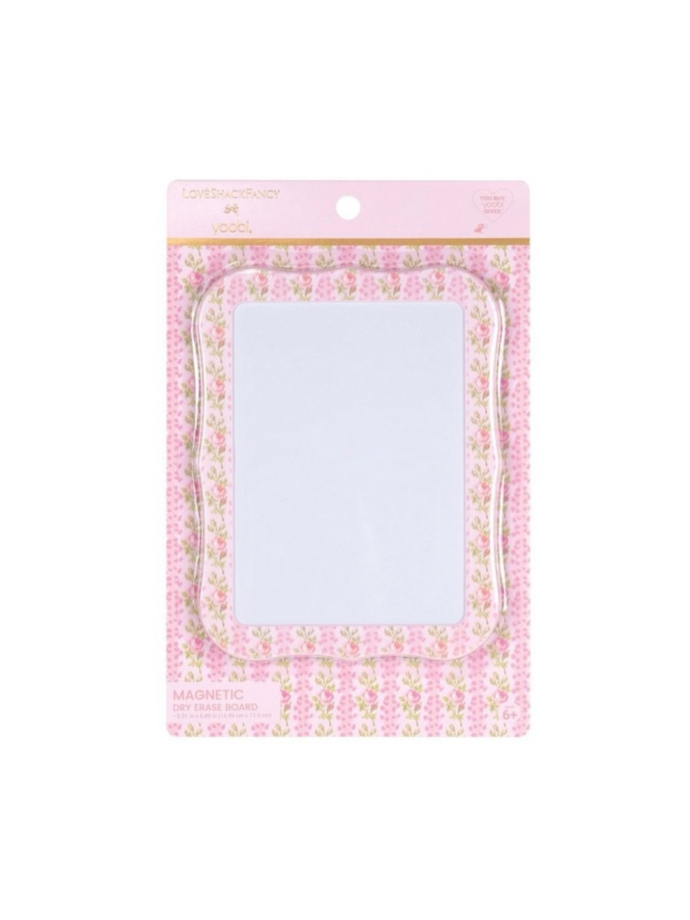 LoveShackFancy x Yoobi Pink Floral Magnetic Dry Erase Board New